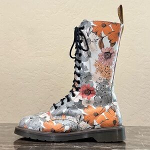 Dr. Martens 1b99 14-hole Zip Floral Botanic Leather Combat Boots